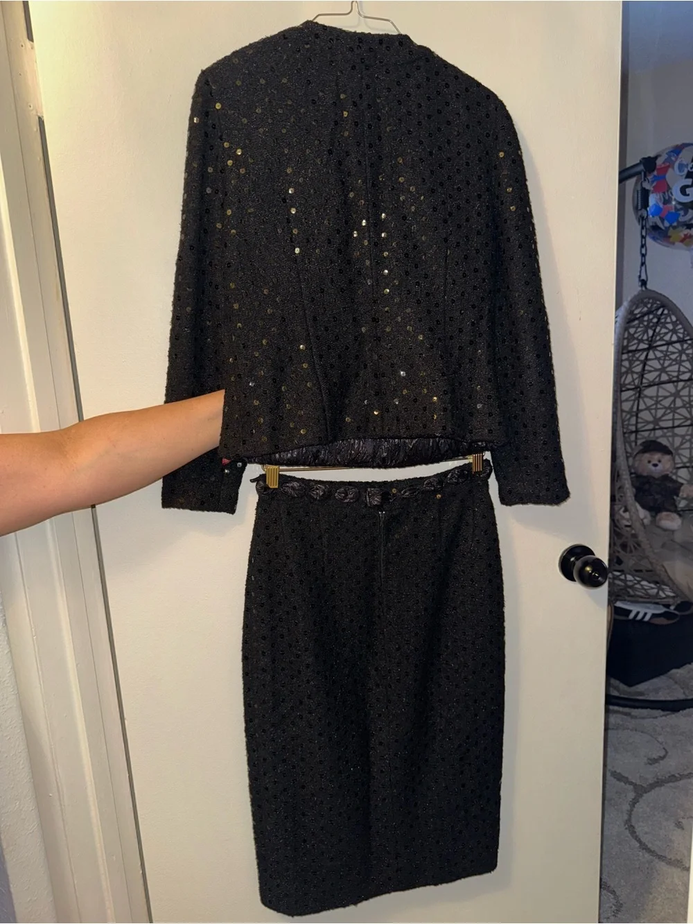 Chanel Suit Black with sequins vintage (2 piece set: jacket and skirt)